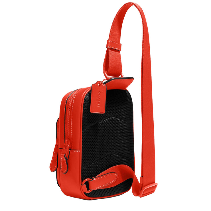 Coach Track Pack Bag 14 In Signature Leather in Red Orange CH072