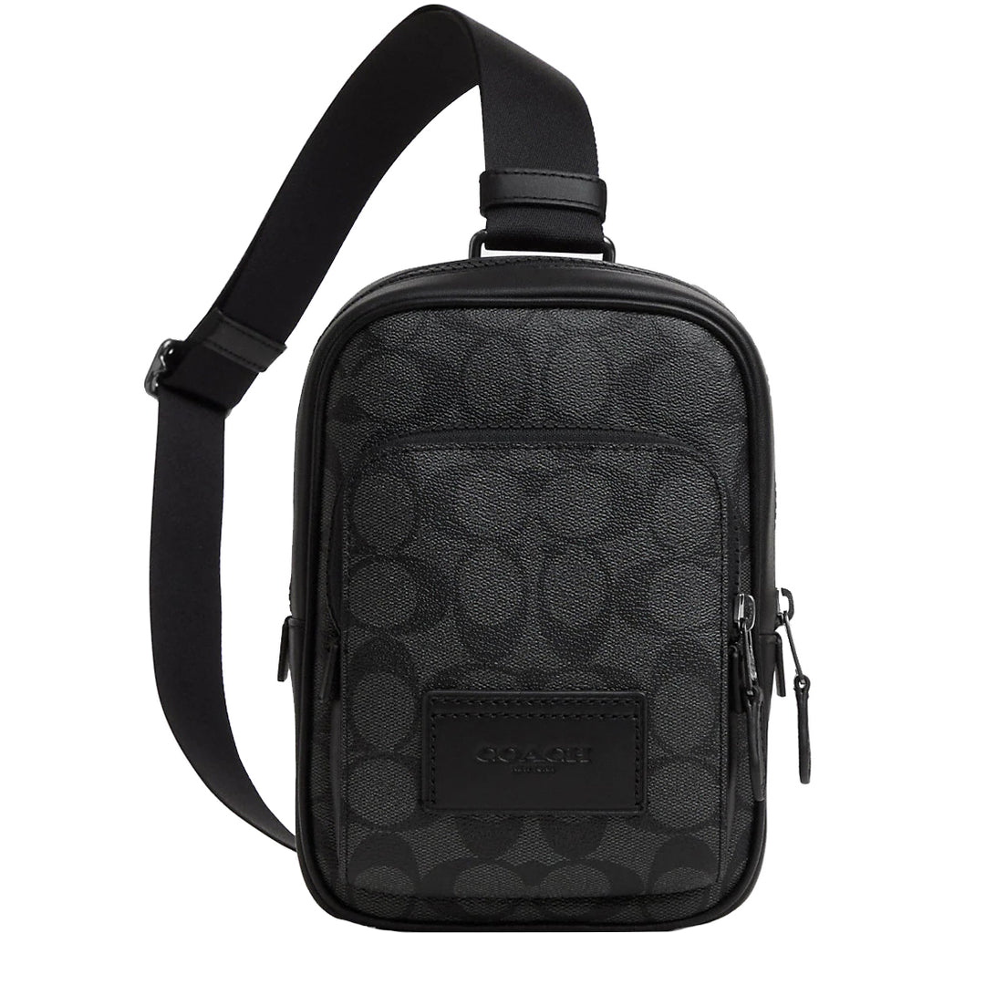 Buy Coach Track Pack Bag 14 In Signature Canvas In Charcoal/Black