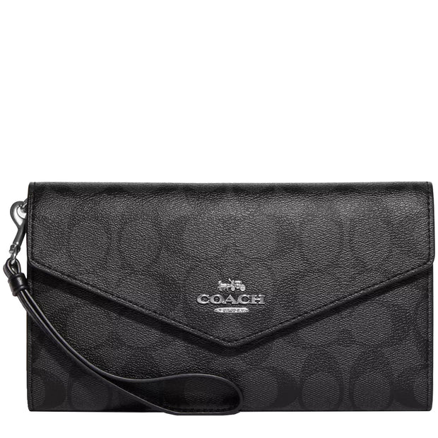 Buy Coach Travel Envelope Wallet In Signature Canvas in Graphite/ Black C1962 Online in Singapore | PinkOrchard.com