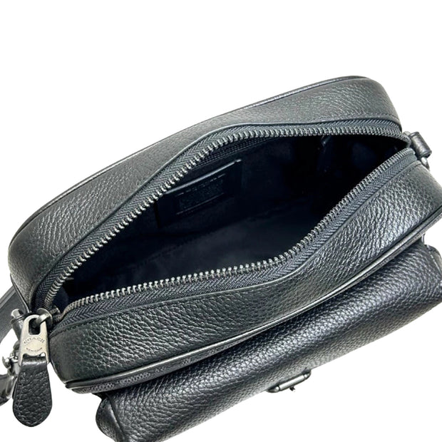 Interior View of Coach Warner Crossbody Bag In Signature Canvas in Charcoal/ Black CW217