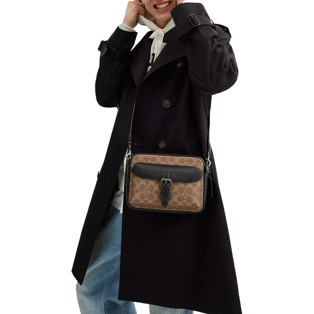 Buy Coach Warner Crossbody Bag In Signature Canvas in Tan/ Black CW217 Online in Singapore | PinkOrchard.com