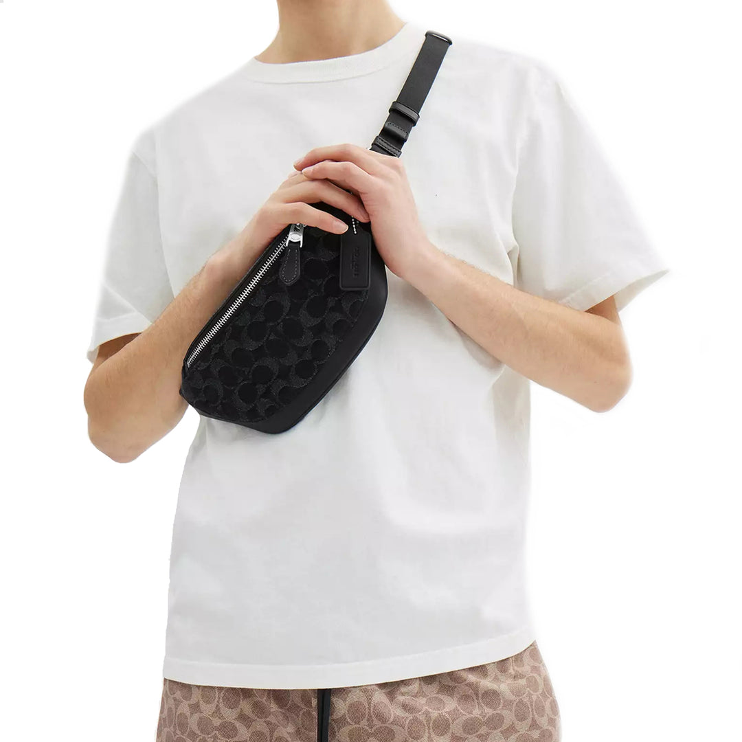 Buy Coach Warren Mini Belt Bag In Signature Denim in Black CAJ43