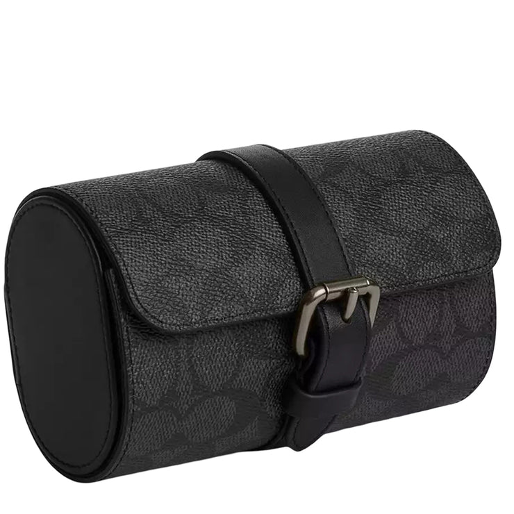 Front View of Coach Watch Case In Signature Canvas - Charcoal/ Black CAQ80