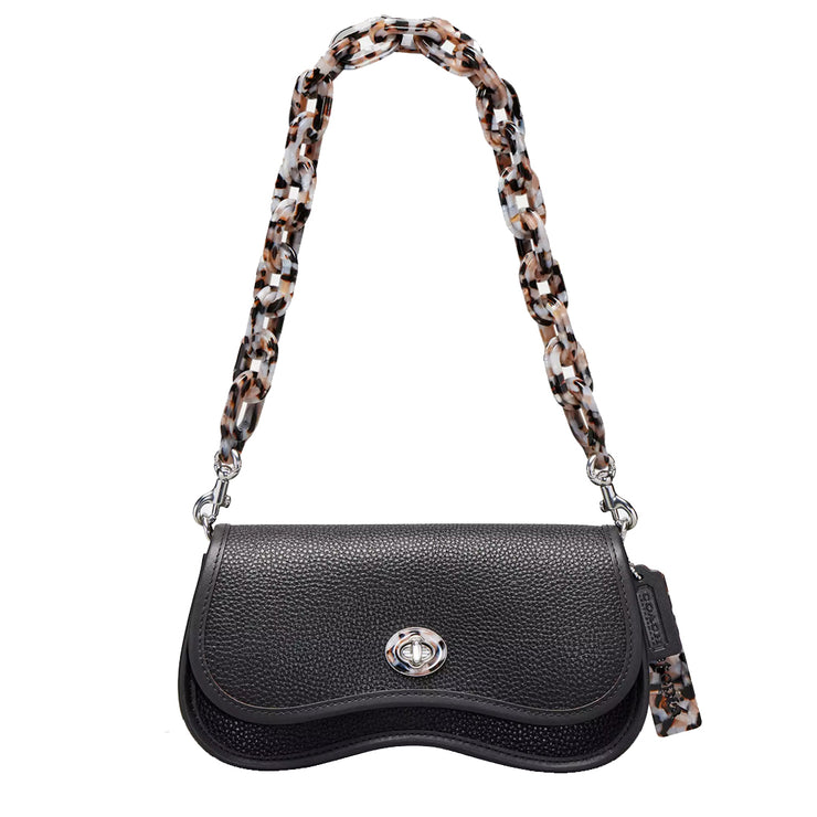 Front View of Coach Wavy Dinky Bag In Coachtopia Leather - Black CK113