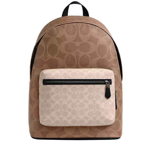 Buy Coach West Backpack Bag In Blocked Signature Canvas in Sand/ Tan CAB59 Online in Singapore | PinkOrchard.com