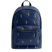 Front View of Coach West Backpack Bag With Baseball Print - Deep Blue Multi CAX47