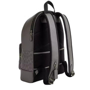 Back View of Coach West Backpack Bag In Signature Canvas With Varsity Stripe - Grey/ Ochre/ Chalk CV922