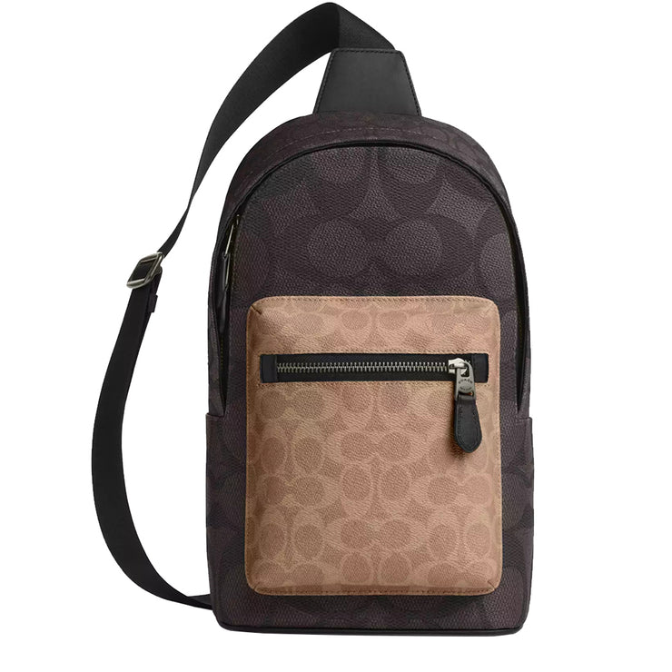 Buy Coach West Pack Bag In Blocked Signature Canvas in Walnut/ Tan CAB60 Online in Singapore | PinkOrchard.com
