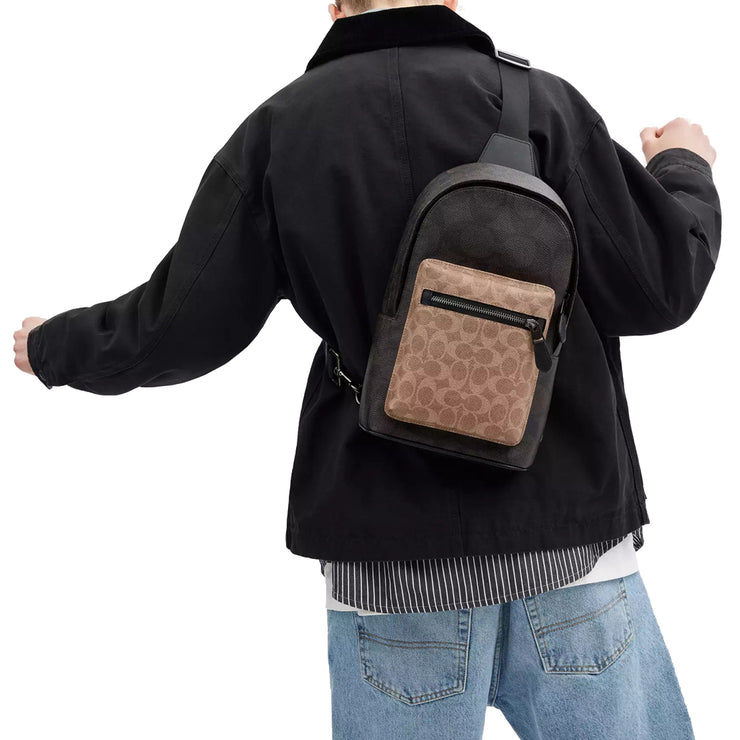Buy Coach West Pack Bag In Blocked Signature Canvas in Walnut/ Tan CAB60 Online in Singapore | PinkOrchard.com