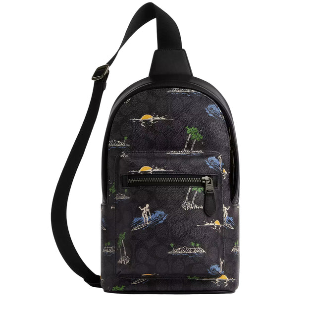 Pink Cbj Coach West Pack Bag In Signature Canvas With Surf Print CBJ12 ...