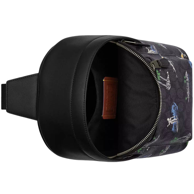 Interior View of Coach West Pack Bag In Signature Canvas With Surf Print - Charcoal Multi CBJ12