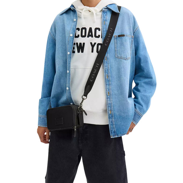 Model Wearing Coach Wyatt Crossbody Bag - Black CM113