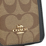 Coach Zip Card Case In Signature Canvas in Khaki/ Brown Multi C0058
