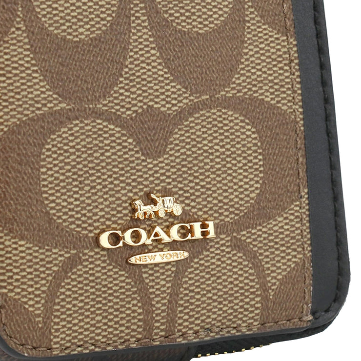 Buy Coach Zip Card Case In Blocked Signature Canvas in Khaki/ Brown Multi C1885 Online in Singapore | PinkOrchard.com
