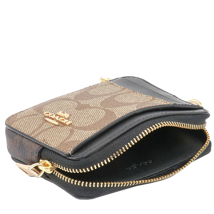 Buy Coach Zip Card Case In Blocked Signature Canvas in Khaki/ Brown Multi C1885 Online in Singapore | PinkOrchard.com