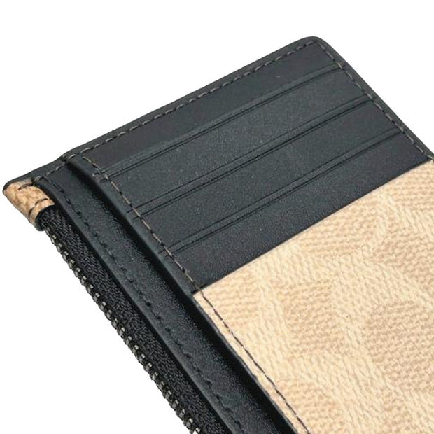 Buy Coach Zip Card Case In Blocked Signature Canvas in Sand/ Tan CAB81 Online in Singapore | PinkOrchard.com