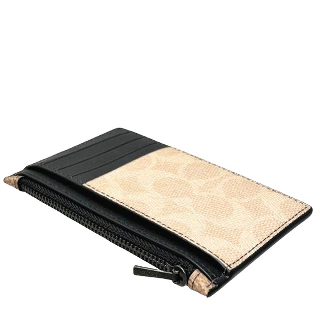 Buy Coach Zip Card Case In Blocked Signature Canvas in Sand/ Tan CAB81 Online in Singapore | PinkOrchard.com