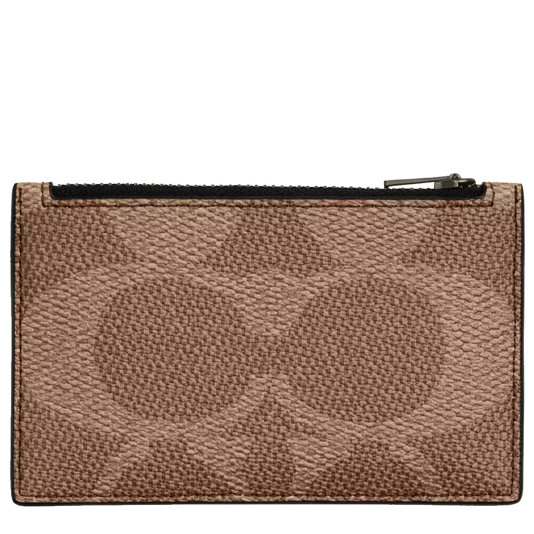 Buy Coach Zip Card Case In Blocked Signature Canvas in Sand/ Tan