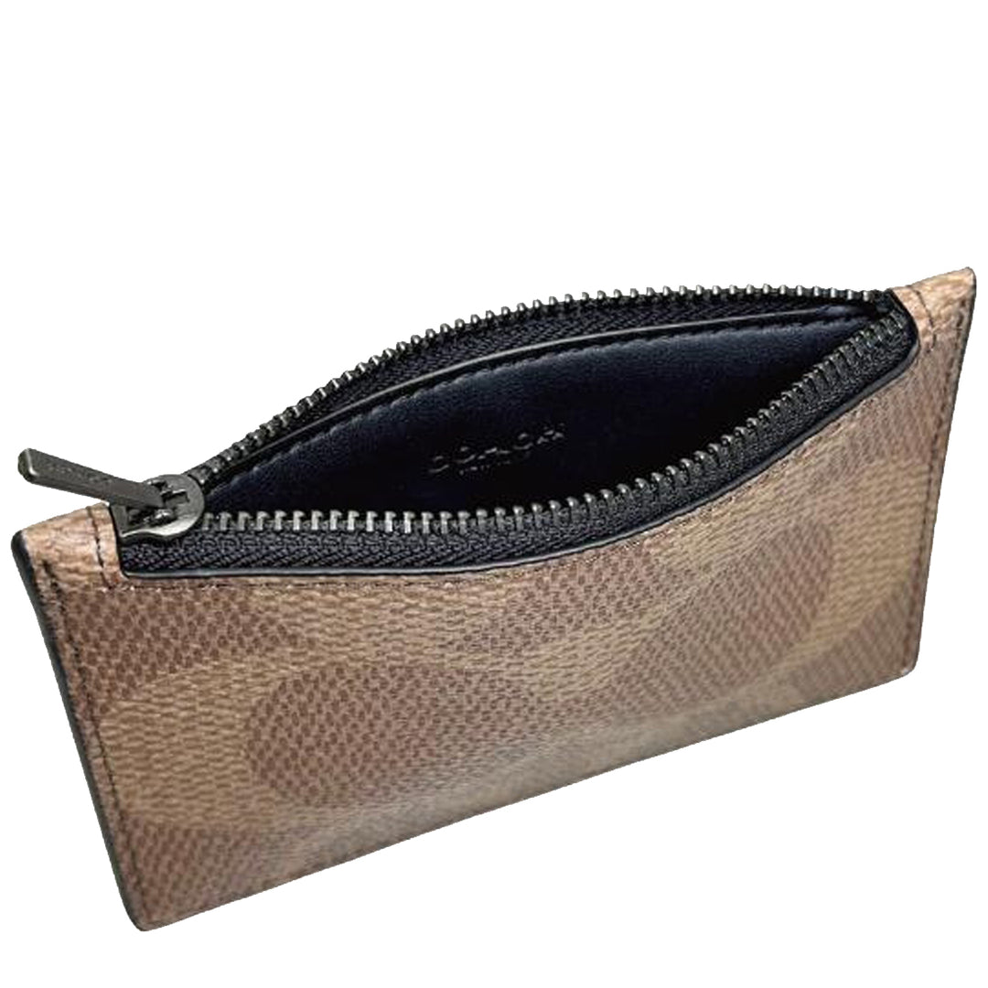 Buy Coach Zip Card Case In Blocked Signature Canvas in Sand/ Tan