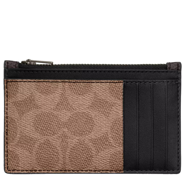 Buy Coach Zip Card Case In Blocked Signature Canvas in Walnut/ Tan CAB81 Online in Singapore | PinkOrchard.com