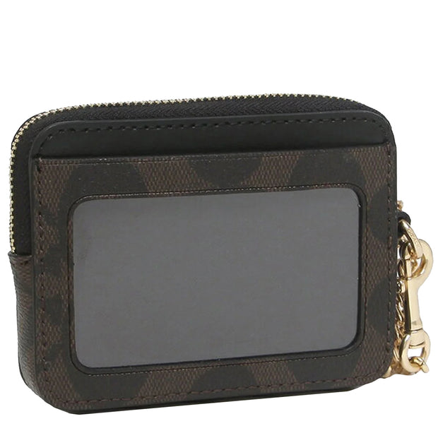 Buy Coach Zip Card Case In Signature Canvas in Brown/ Black C0058 Online in Singapore | PinkOrchard.com