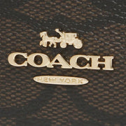Coach Zip Card Case In Signature Canvas in Brown/ Black C0058