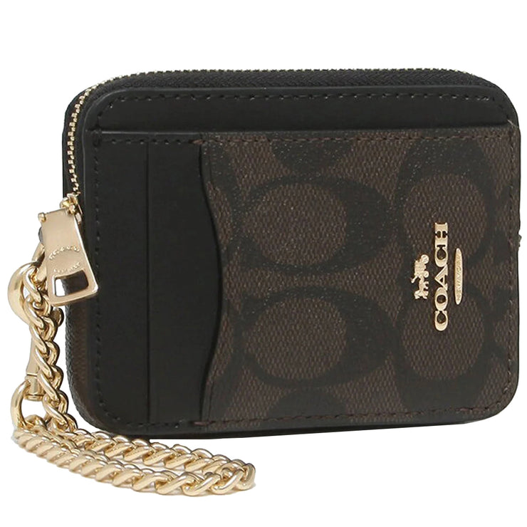 Buy Coach Zip Card Case In Signature Canvas in Brown/ Black C0058 Online in Singapore | PinkOrchard.com