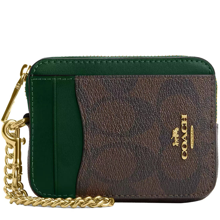 Buy Coach Zip Card Case In Signature Canvas in Brown/ Dark Pine C0058 Online in Singapore | PinkOrchard.com