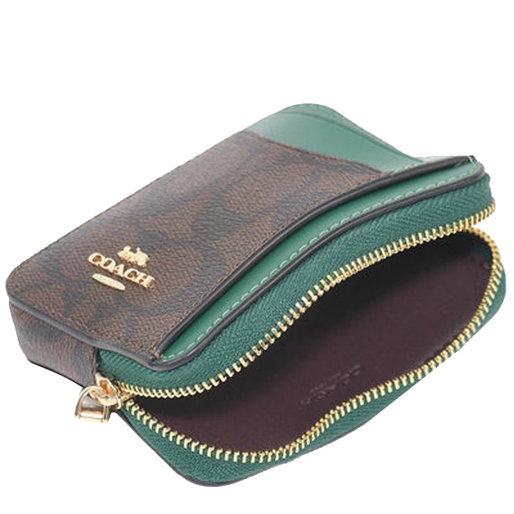 Buy Coach Zip Card Case In Signature Canvas in Brown/ Dark Pine C0058 Online in Singapore | PinkOrchard.com