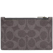 Back View of Coach Zip Card Case In Signature Canvas - Grey/ Charcoal CV764