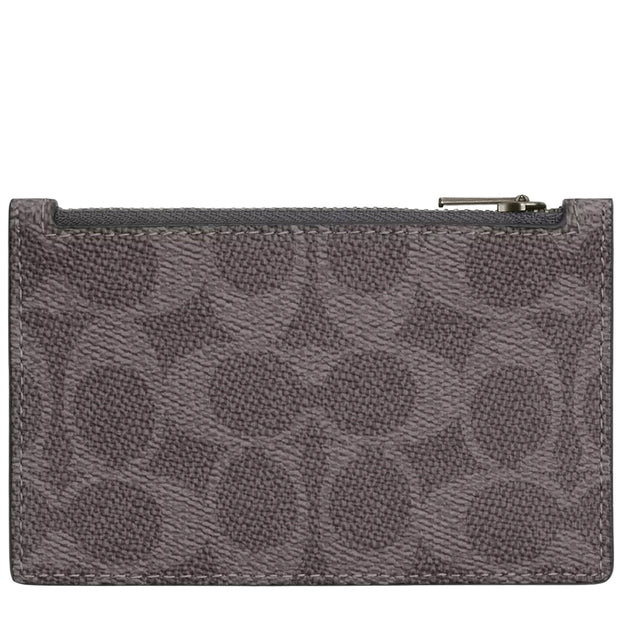 Back View of Coach Zip Card Case In Signature Canvas - Grey/ Charcoal CV764