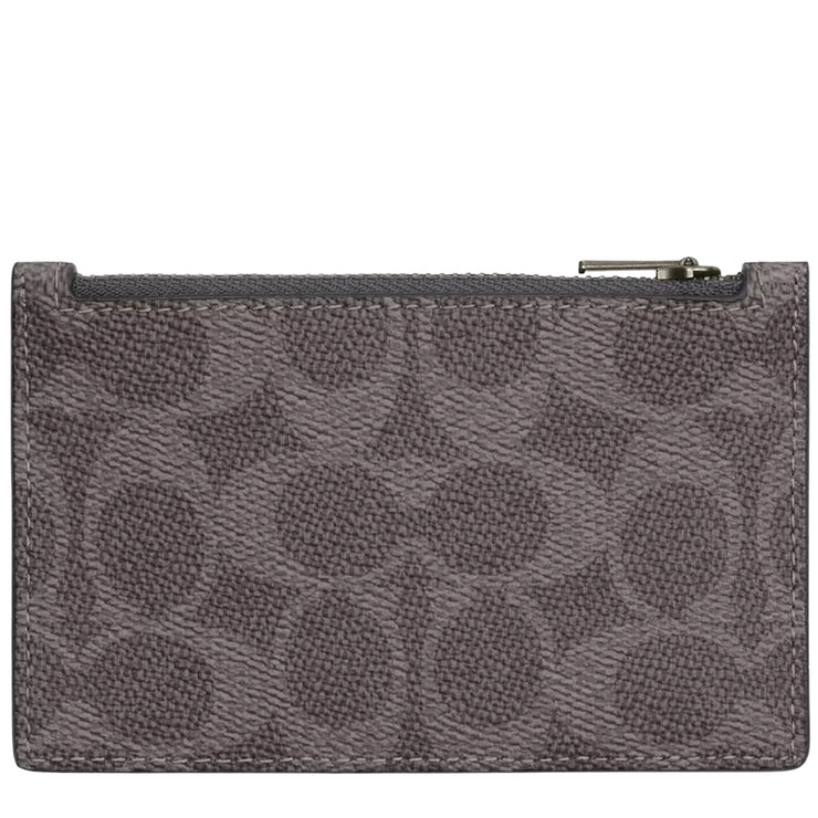 Back View of Coach Zip Card Case In Signature Canvas - Gunmetal CV764