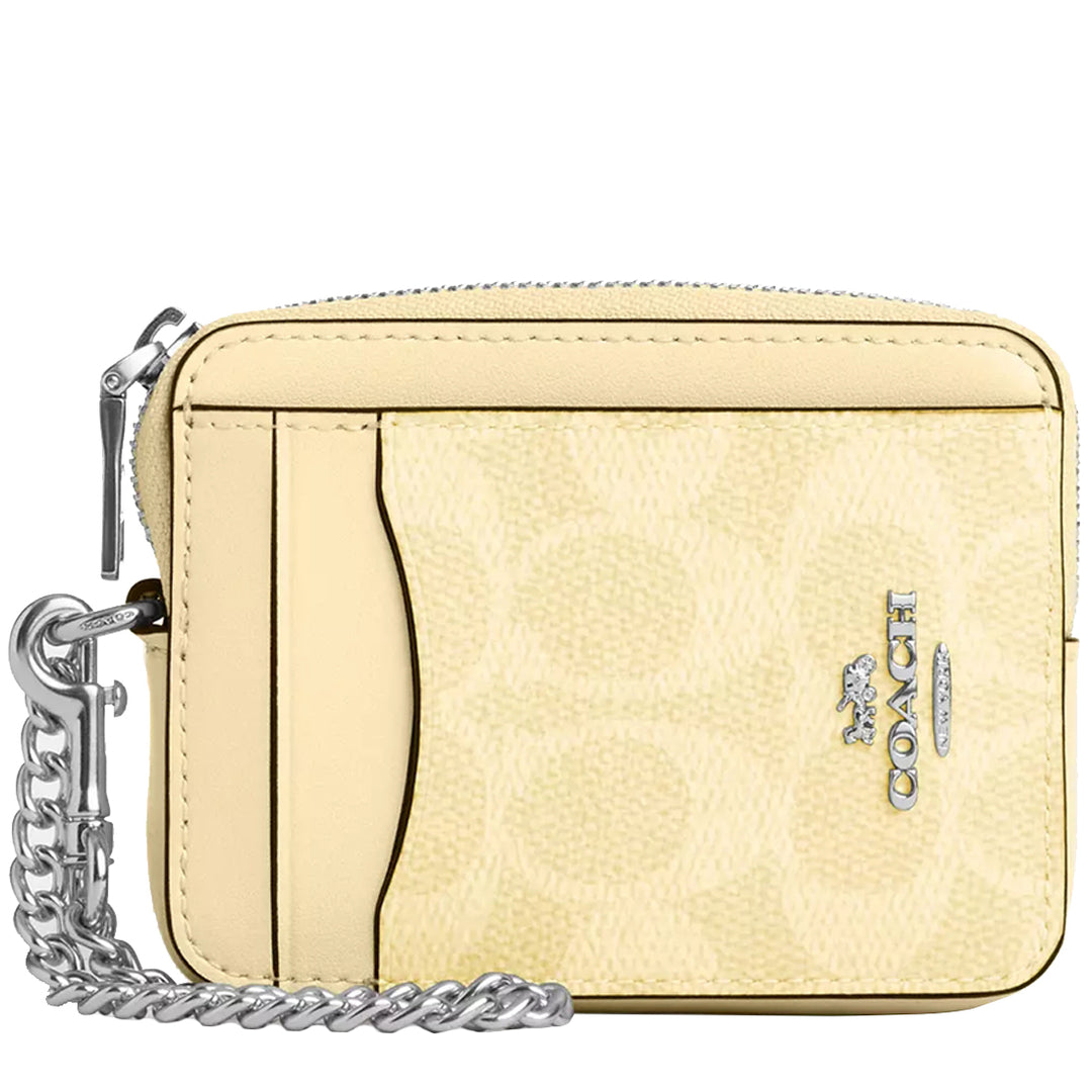 Buy Coach Zip Card Case In Signature Canvas in Hay CW883
