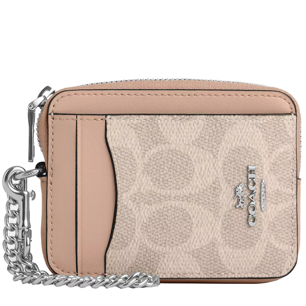Buy Coach Zip Card Case In Signature Canvas in Sand/ Taupe CW883