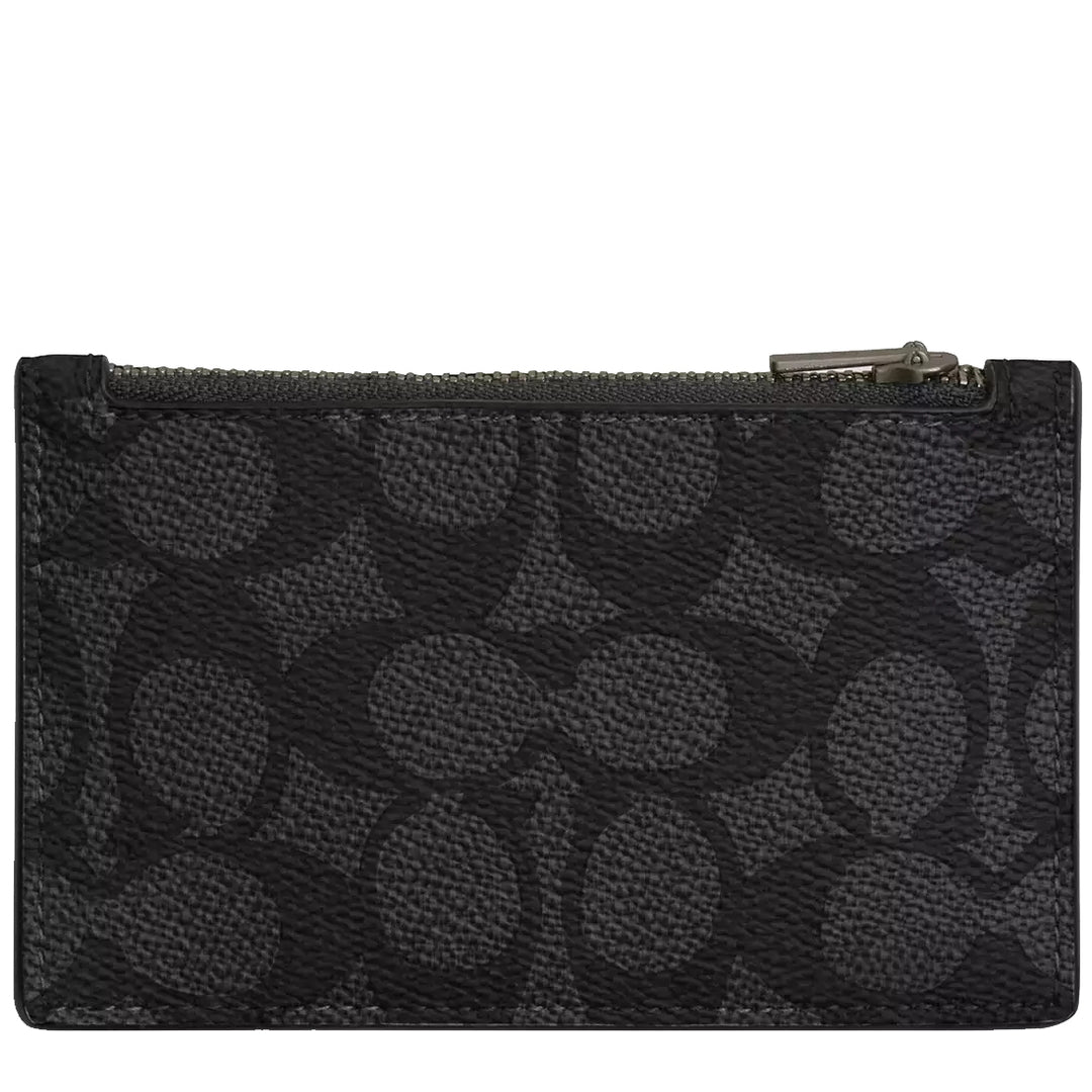 Buy Coach Zip Card Case In Signature Canvas in Charcoal/ Black