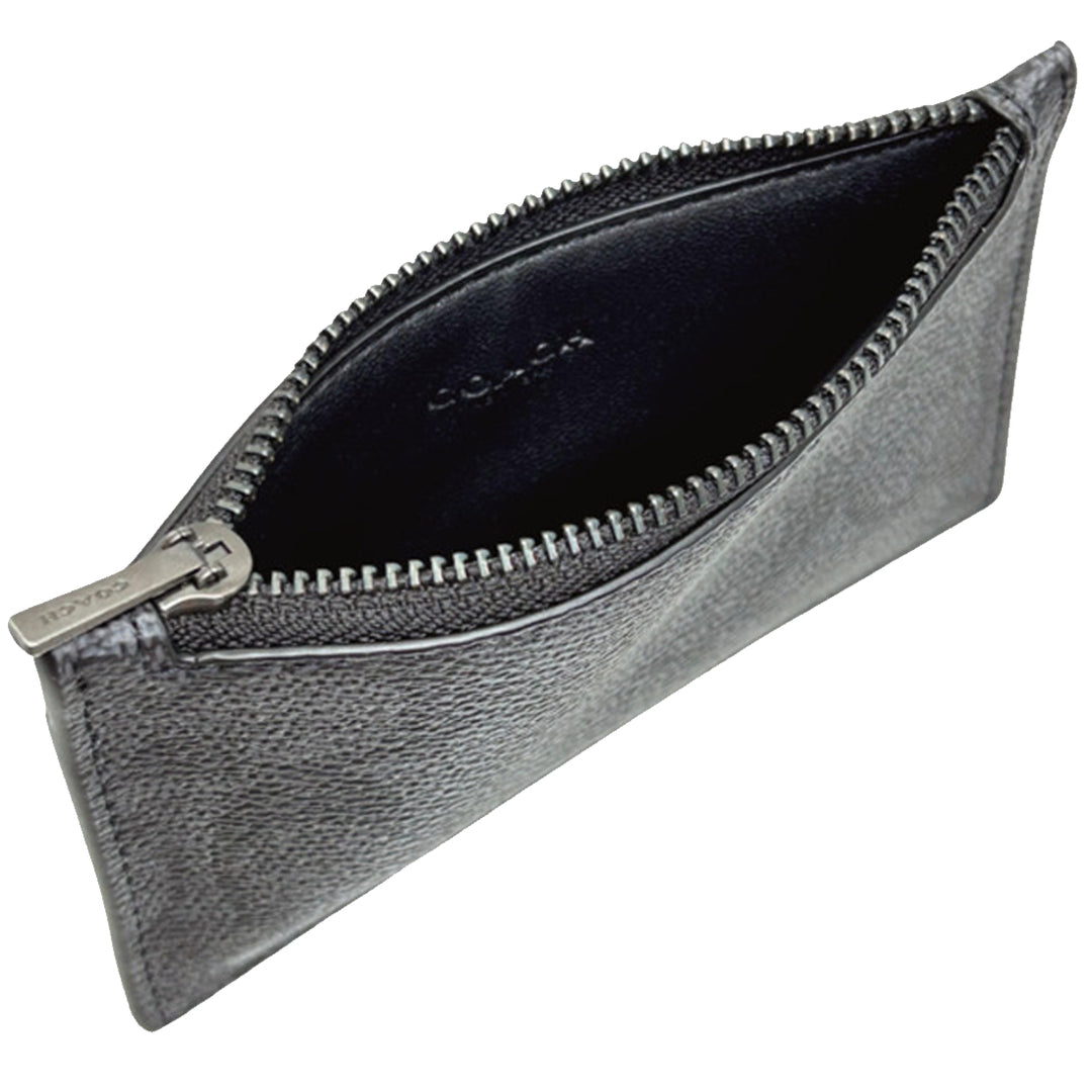 Buy Coach Zip Card Case In Signature Canvas in Charcoal/ Black