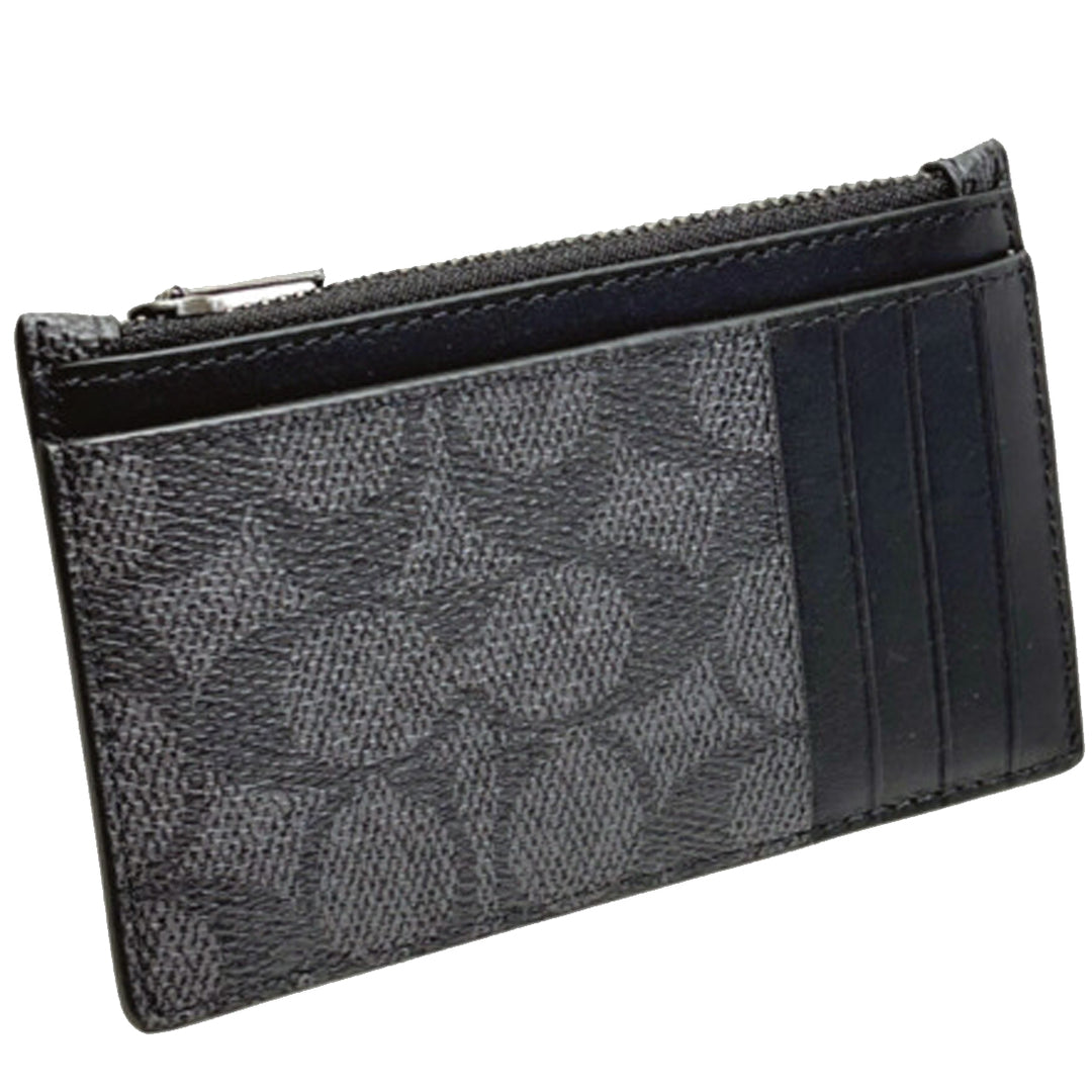 Buy Coach Zip Card Case In Signature Canvas in Charcoal/ Black