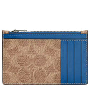 Buy Coach Zip Card Case In Signature Canvas in Tan/ Pacific Bright Mineral CV764 Online in Singapore | PinkOrchard.com