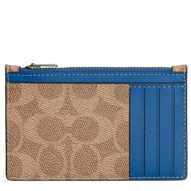 Buy Coach Zip Card Case In Signature Canvas in Tan/ Pacific Bright Mineral CV764 Online in Singapore | PinkOrchard.com
