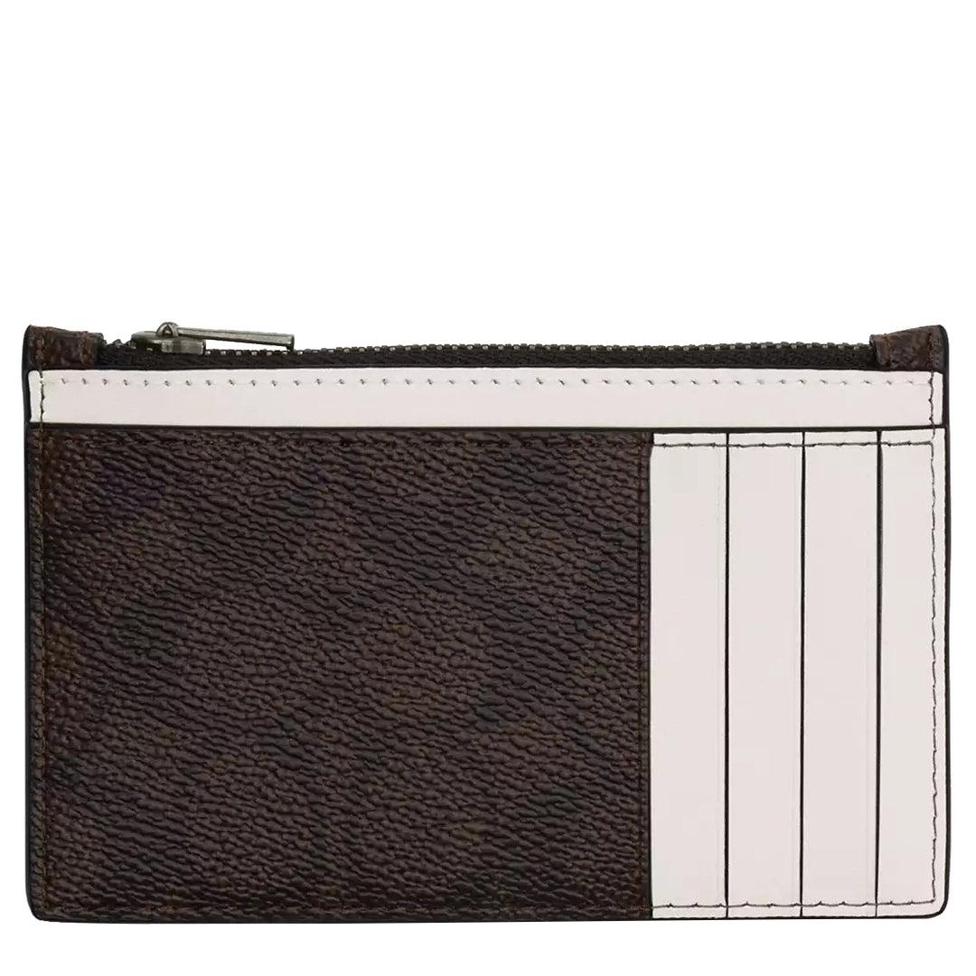 Buy Coach Zip Card Case In Signature Canvas in Walnut/ Chalk CV764