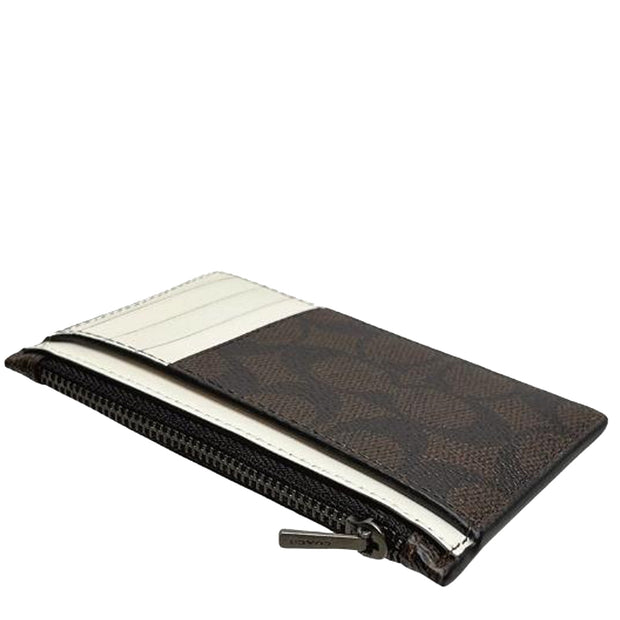 Buy Coach Zip Card Case In Signature Canvas in Walnut/ Chalk CV764 Online in Singapore | PinkOrchard.com