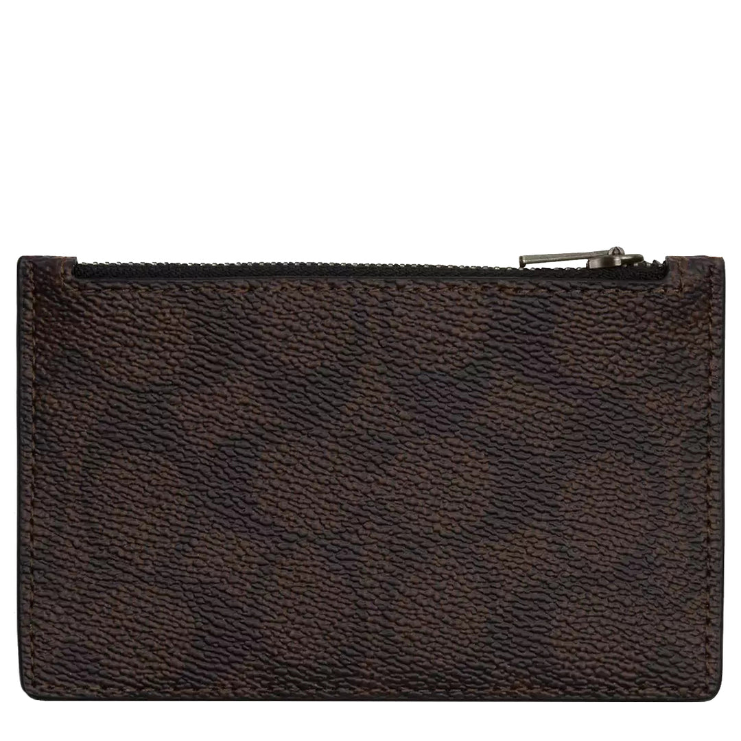 Buy Coach Zip Card Case In Signature Canvas in Walnut/ Chalk CV764