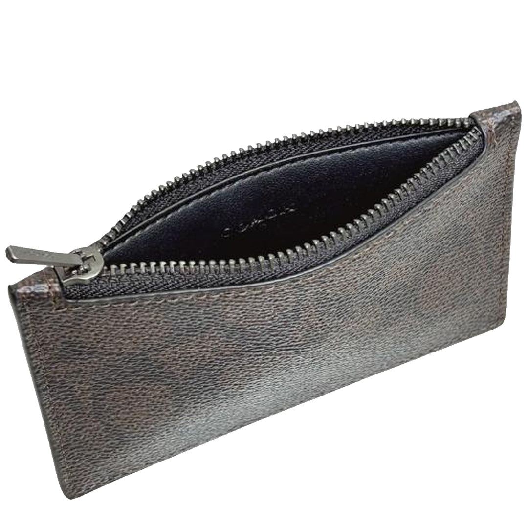 Buy Coach Zip Card Case In Signature Canvas in Walnut/ Chalk CV764
