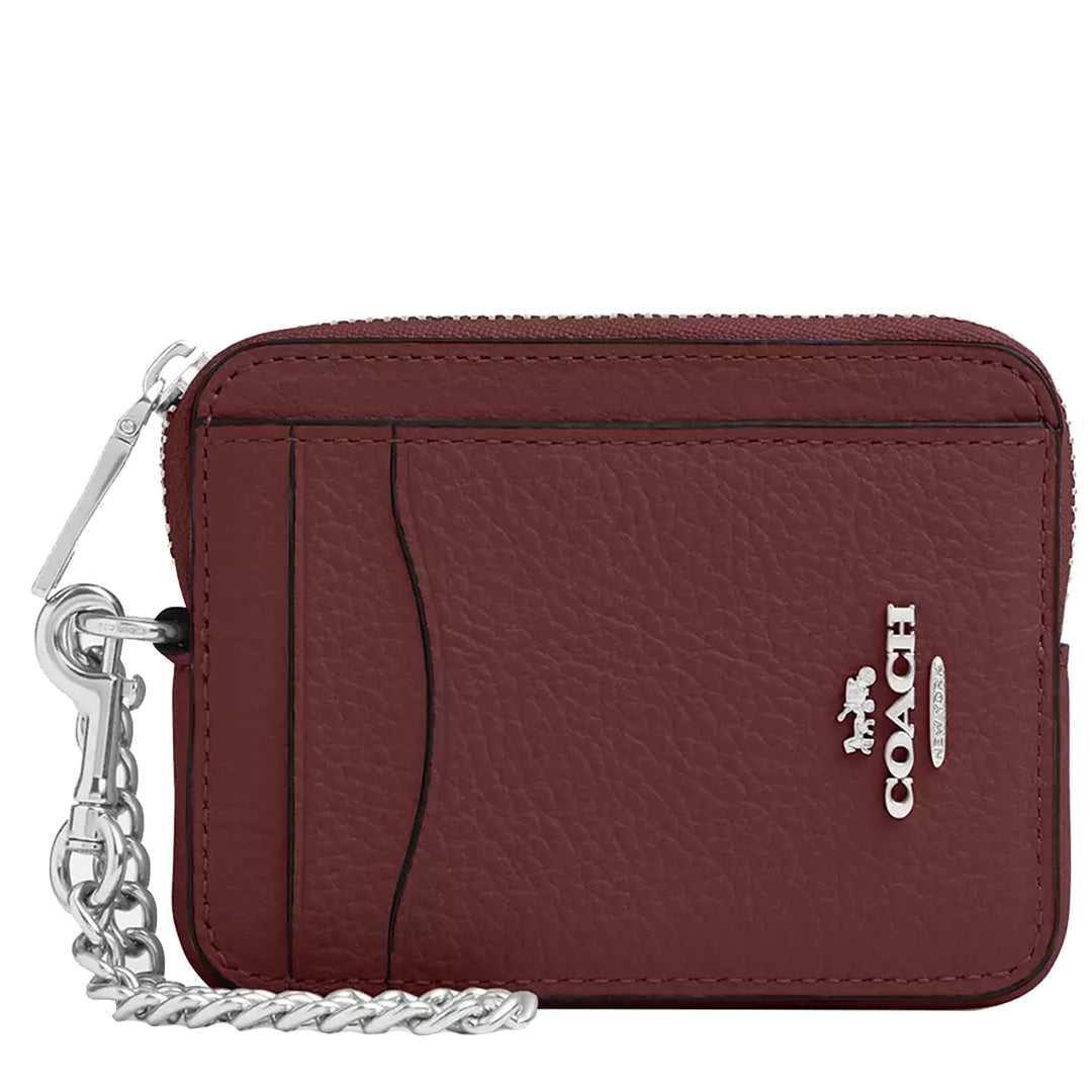 Coach 6303 Coach Refined Pebble Leather Coach Zip Card Case
