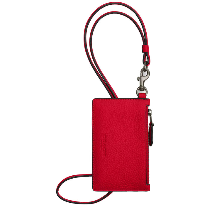 Front View of Coach Zip Lanyard Card Case - Bold Red CAJ45