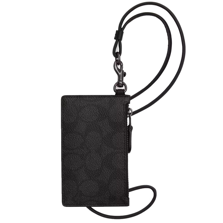 Buy Coach Zip Lanyard Card Case In Signature Canvas in Charcoal/ Black CAJ46 Online in Singapore | PinkOrchard.com