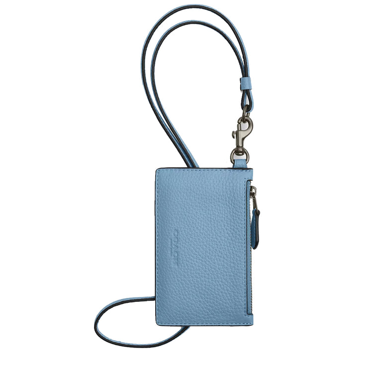 Front View of Coach Zip Lanyard Card Case - Pool CAJ45