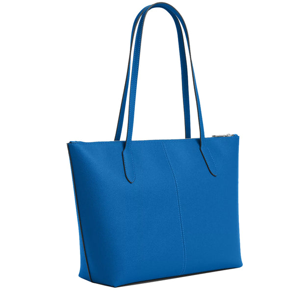 Buy Coach Zip Top Tote Bag in Crossgrain Leather in Bright Blue 4454 Online in Singapore | PinkOrchard.com
