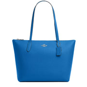 Buy Coach Zip Top Tote Bag in Crossgrain Leather in Bright Blue 4454 Online in Singapore | PinkOrchard.com