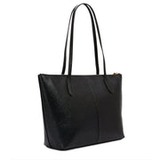 Coach Zip Top Tote Bag in Crossgrain Leather Gold/ Black 4454
